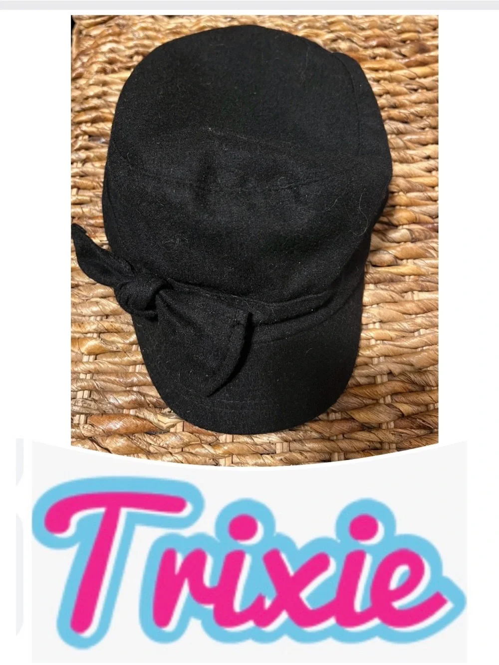 Trixie Black Wool Blend Newsboy Hat